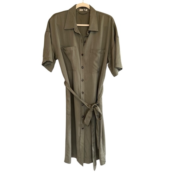 Marine Layer Renata Tencel Shirtdress Olive Green Medium Casual Contemporary - Picture 1 of 5